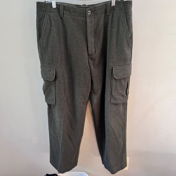 Vintage J.Crew Mens‎ Wool-Blend Cargo Pants Size 36x30 Olive Army Green - Picture 1 of 4
